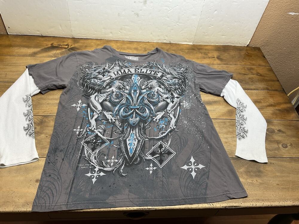 Y2K MMA Elite Thermal Layer Shirt Graphic AOP 2XL Grunge Vintage